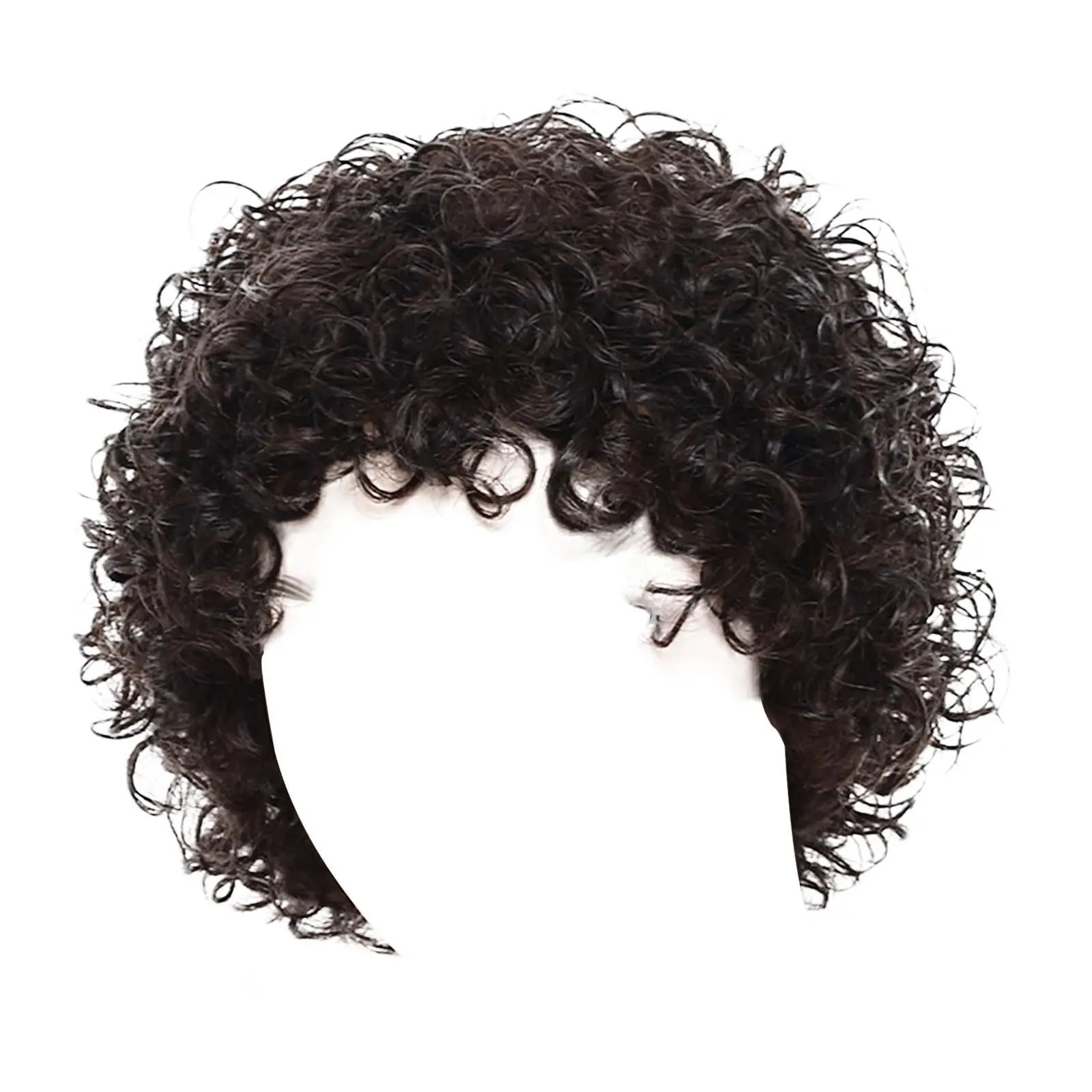 

Afro Curly Wig Human Hair Wig Wavy Fashion Jerry Curly Wig Short Loose Curly Wig for Photography Birthday Party Business Prom