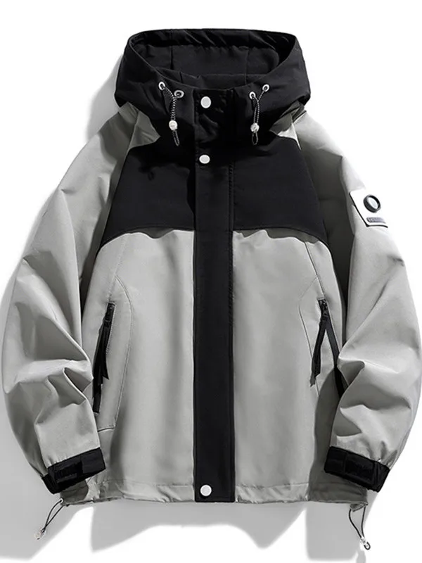 

Мужская ветрозащитная и водонепроницаемая куртка для активного отдыха, весна-осень, модная рабочая одежда из полиэстера, нейлона и синтетического волокна, с капюшоном