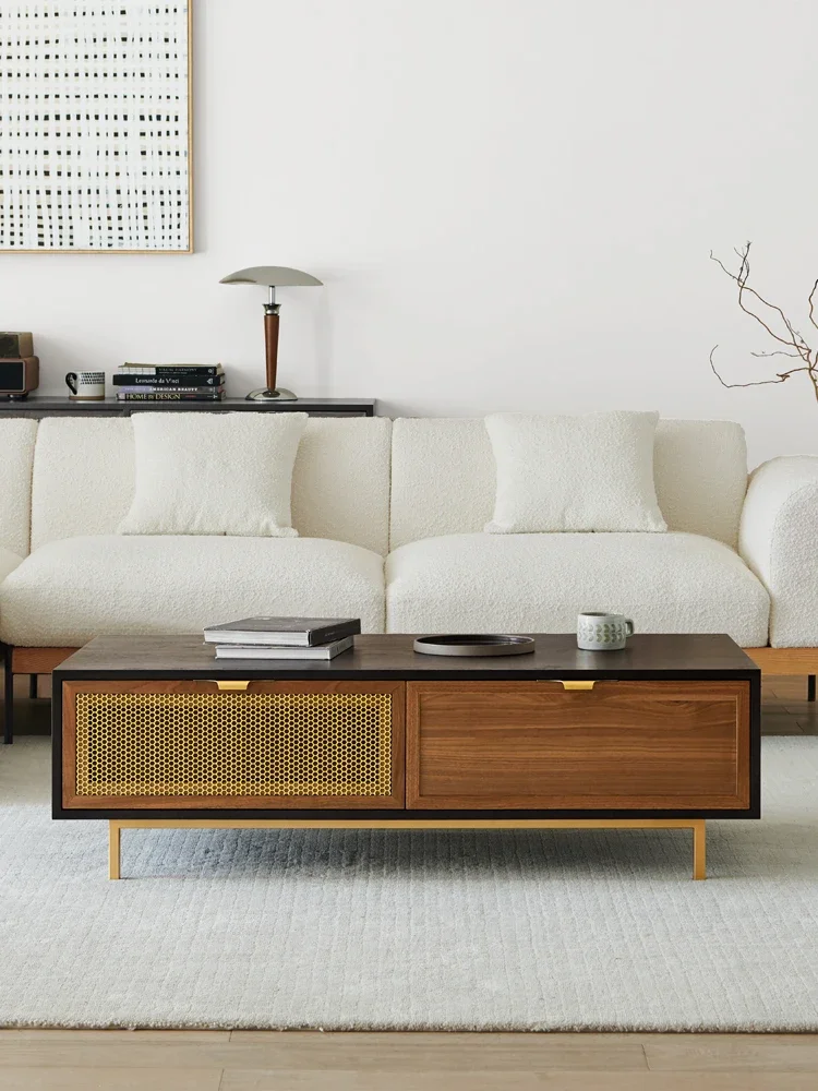 

Роскошный чайный столик в скандинавском стиле, журнальный столик из орехового дерева в стиле ретро, комбинация ТВ-шкафа