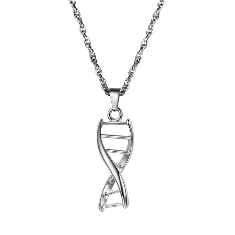 Stainless steel DNA Dainty Pendant Necklaces for Women Men Chemical Molecules Choker Science Jewelry Teacher Gifts meaningful ac