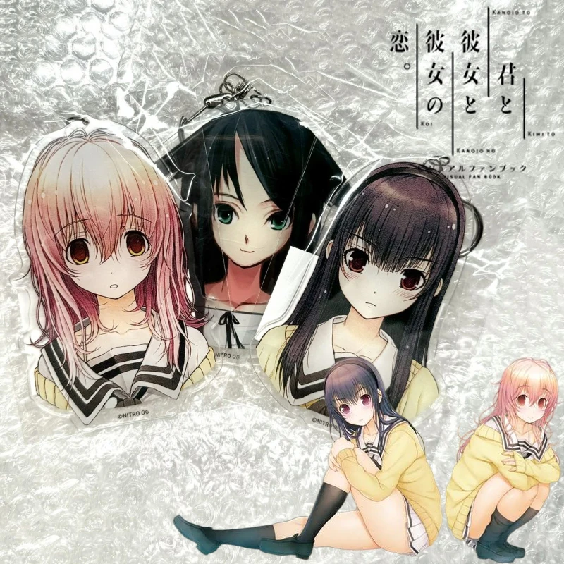 Llavero de acrílico de cosplay de Anime YOU and ME and HER A Love Story con Muko Aoi y Sone Miyuki Saya, accesorio para bolso