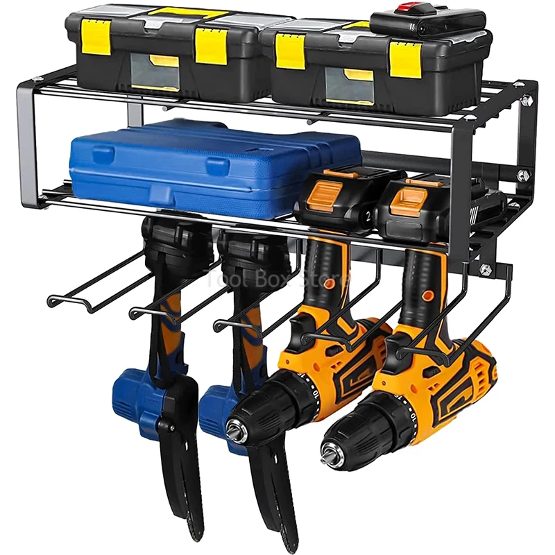 Imagem -02 - Suporte de Furadeira Elétrica de Parede Heavy Duty Power Tool Rack Camadas Gabinete de Ferramentas Flutuantes para Garagem e Oficina Organizador de Ferramentas