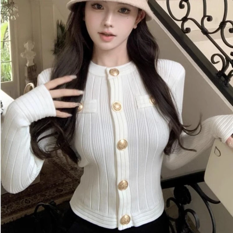 OCEANLOVE Short Cardigans Solid Autumn Winter Sweet Korean Fashion Women Sweaters Elegant Slim Vintage Sueter De Mujer