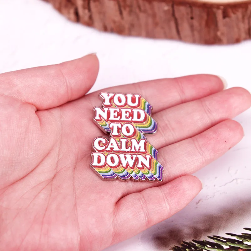 بروش فخر بقوس قزح من المينا ، بروش Lgbt ، دبوس مضحك ، إكسسوارات ديكورية ، تحتاج إلى الهدوء