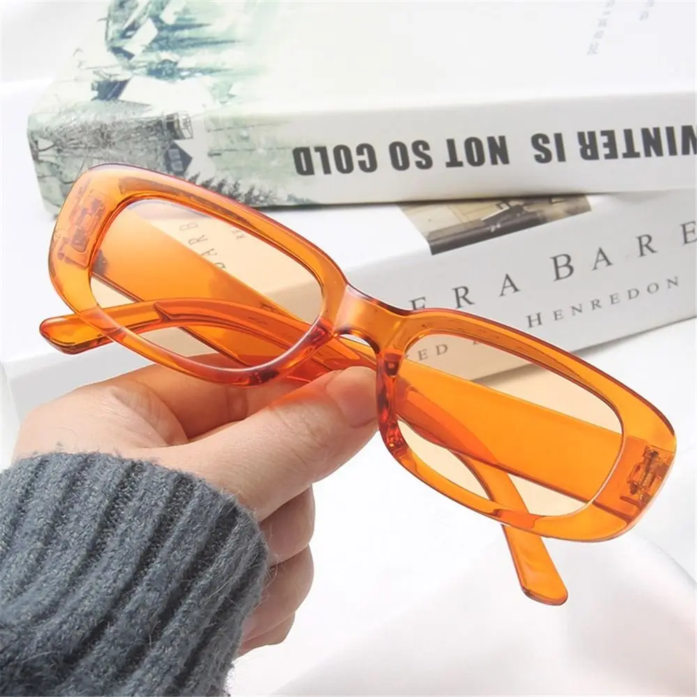 العصرية إطار مربع ضيق Y2K نظارات شمسية لون الحلوى UV400 حماية مستطيل النظارات الشمسية 90's نظارات للنساء الرجال