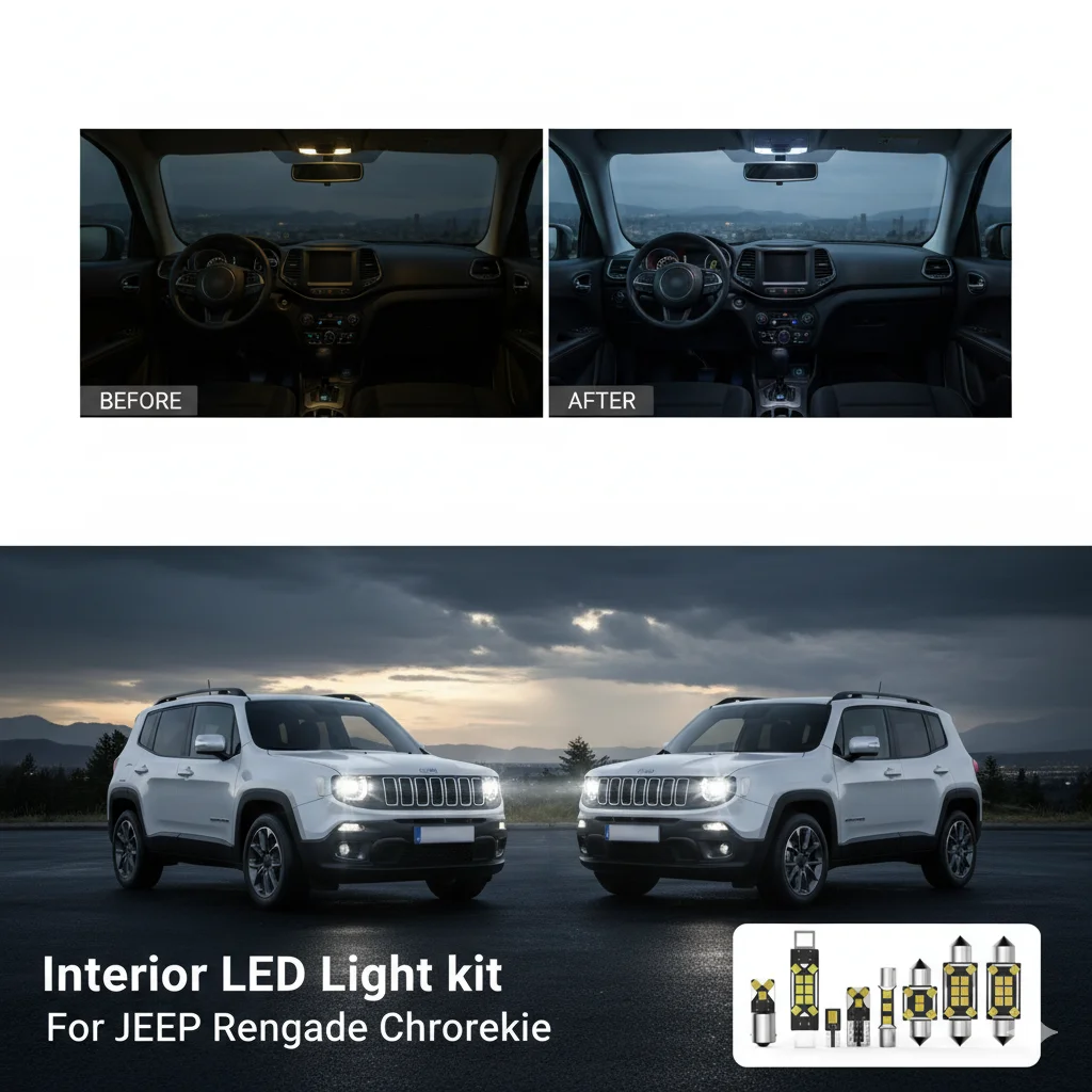 For JEEP Renegade Liberty Cherokee KL KK KJ XJ BU/520 1997 2000 2005 2011 2015 2021 Car Interior Light LED Kit White Canbus
