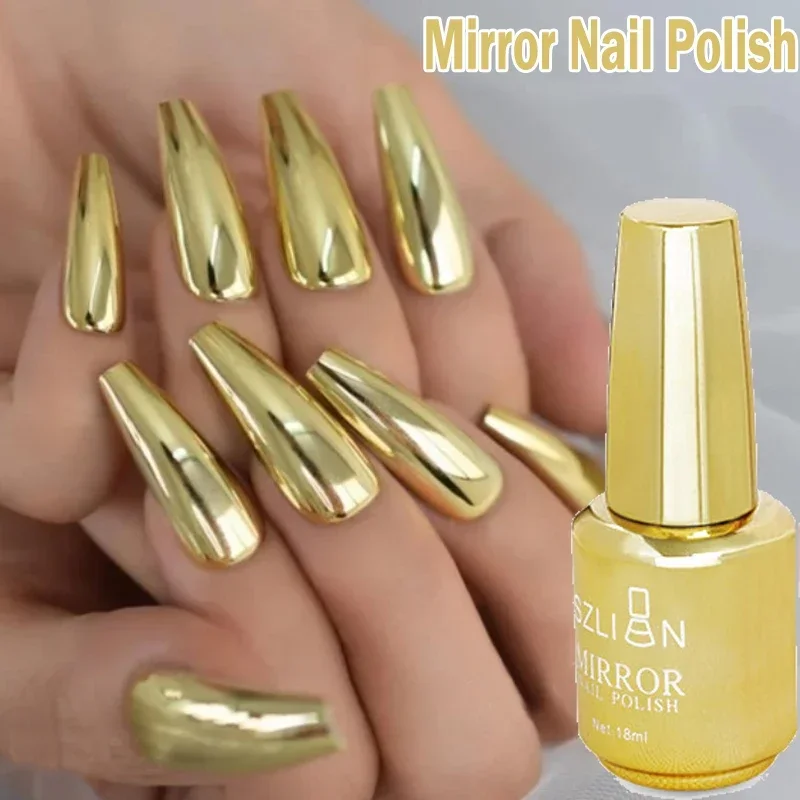 

12 Colors Mirror Effect Nail Polish Gold Silver Glitter Diamond Semi Permanent Nail Varnish UV Gel for DIY Nail Art Decorations