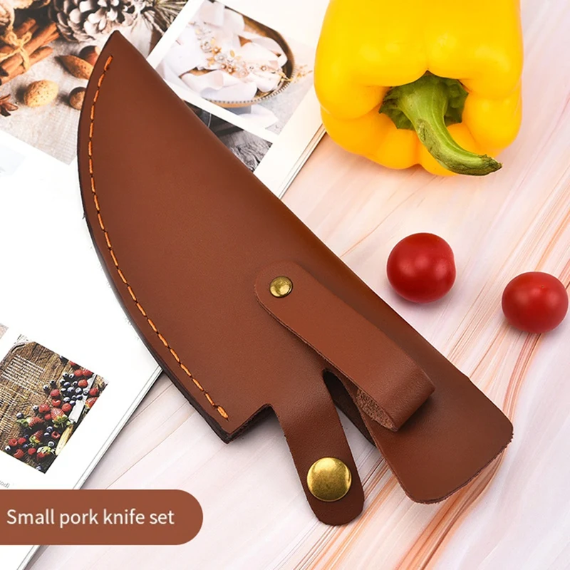 Funda para cuchillo de piel de vaca, cuchillo para deshuesar, pequeños cuchillos de cocina, funda de PU con anillo para cinturón, funda para cuchillo portátil