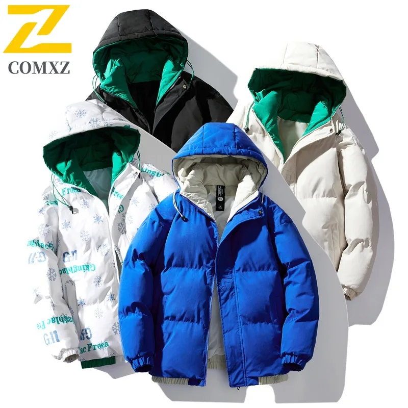 

COMXZ Мужская хлопковая стеганая куртка, толстая теплая ветрозащитная повседневная уличная лыжная дорожная зимняя куртка для кемпинга, минималистичная стеганая куртка