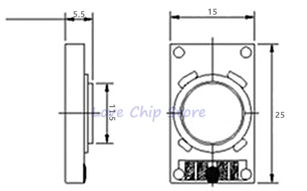 2PCS Quadrato Notebook Altoparlante Corno 4/8R 1/2W 1525 2515 Altoparlante 4/8 Ohm 1 Watt 2 Watt 8R 4R 25*15MM 15*25MM Spessore 6MM
