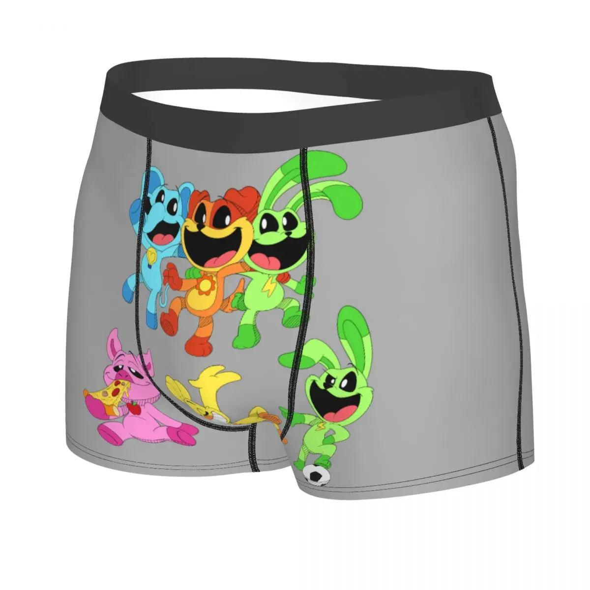 Custom Colorful Smiling Big Mouth Critters Group Boxers Shorts Men's Scarry Animated Game Briefs Underwear Funny Underpants