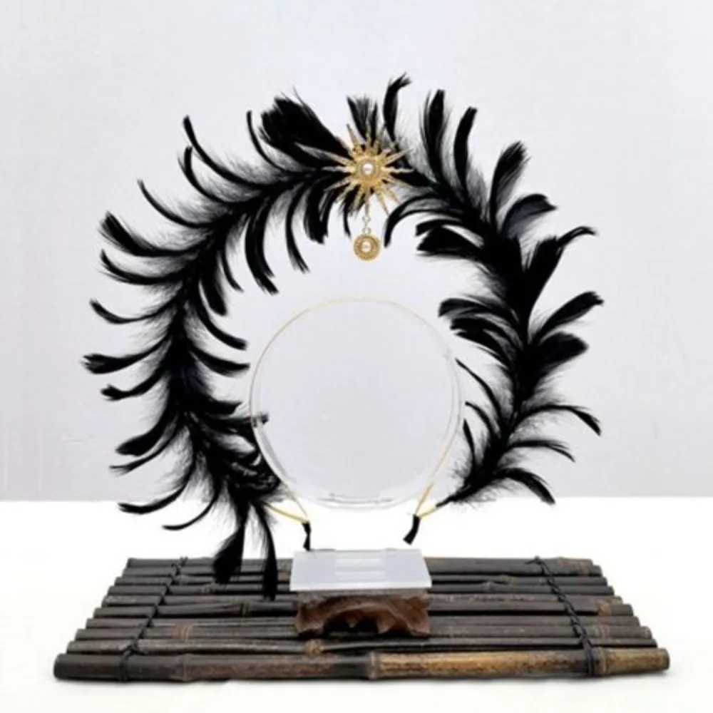 

Dress Up Props Feather Halo Crown Headband Double Layer Glory Shape Virgin Mary Halo Queen Tiara Vintage Style Handmade