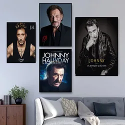 Johnny Hallyday Satin Poster Home Decoration Wall Art Fabric Poster Print 20x30cm,27x40cm,30x45cm,40x60cm