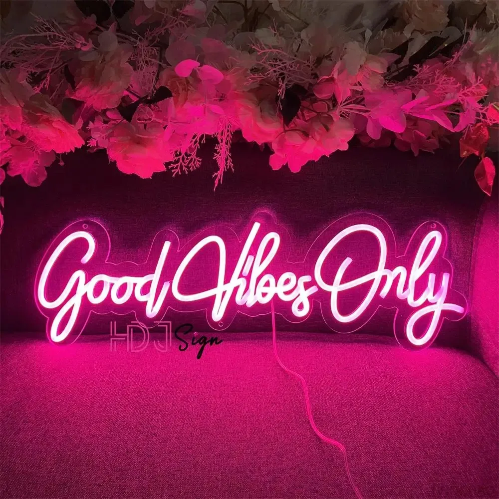 

Неоновая светодиодная вывеска Good Vibe Only, украшение для вечеринки в спальне, неоновые огни, вывески USB, вечерние, домашний декор для комнаты, неоновая лампа