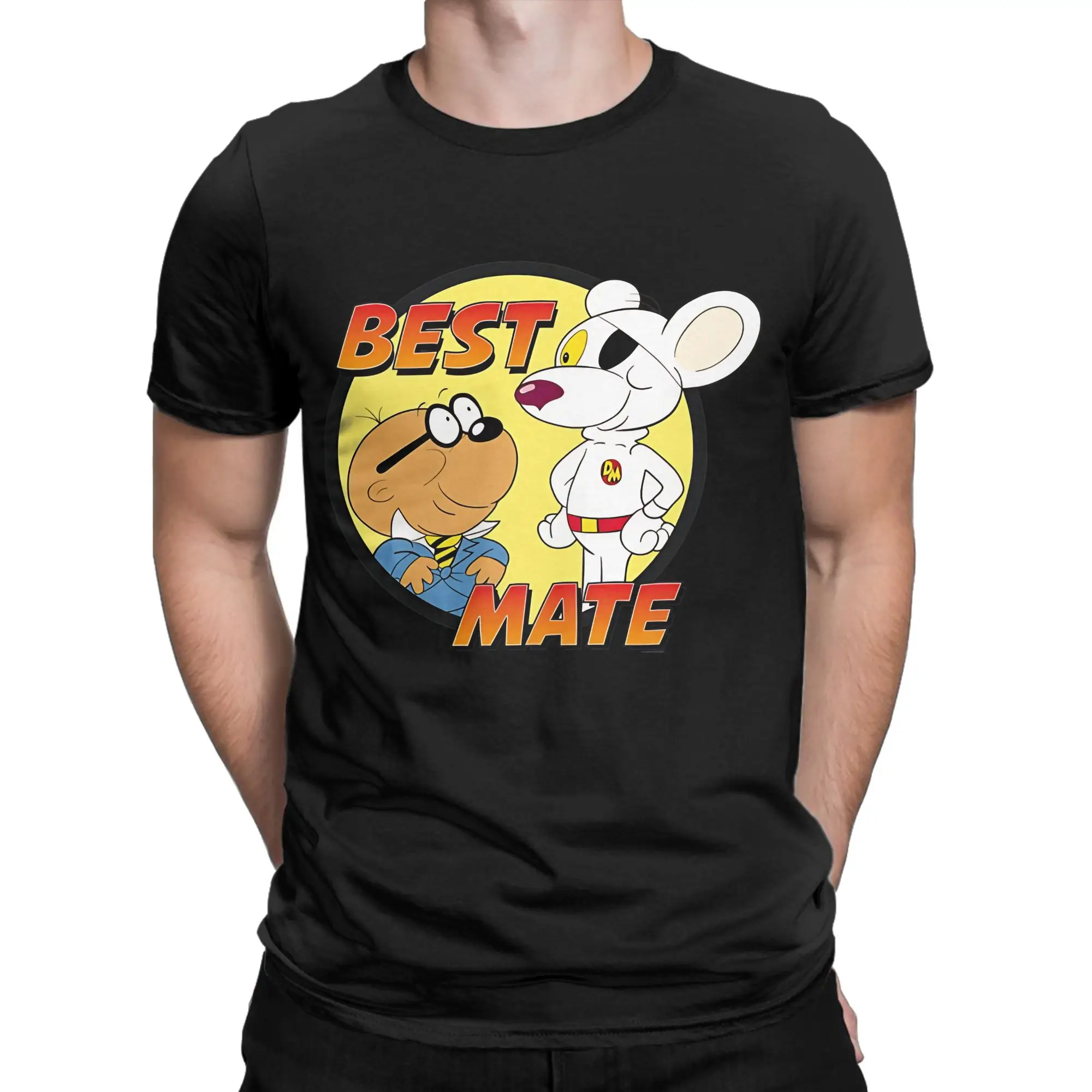 Danger Mouse Best Mate Poster Design Today Graphic Novelty 100% Cotton T-Shirt Danger Mouse Tops Tees For Men