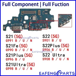 Usb Dock Charger Ports for Samsung Galaxy S21 S22 Fe Plus Ultra G991 G996 G998 G990 S901 S906 S908 B U N Charging Board Module