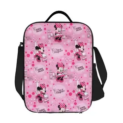 Borsa per il pranzo isolata Minnie Mouse personalizzata del fumetto per le donne scatola per il pranzo termica del dispositivo di raffreddamento dei fumetti bambini della scuola dei bambini