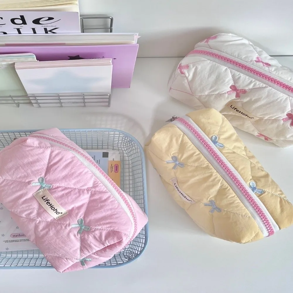 

Ins Cute Bow Cosmetic Bag Female Large Capacity Makeup Bag Pencil Pouch Case