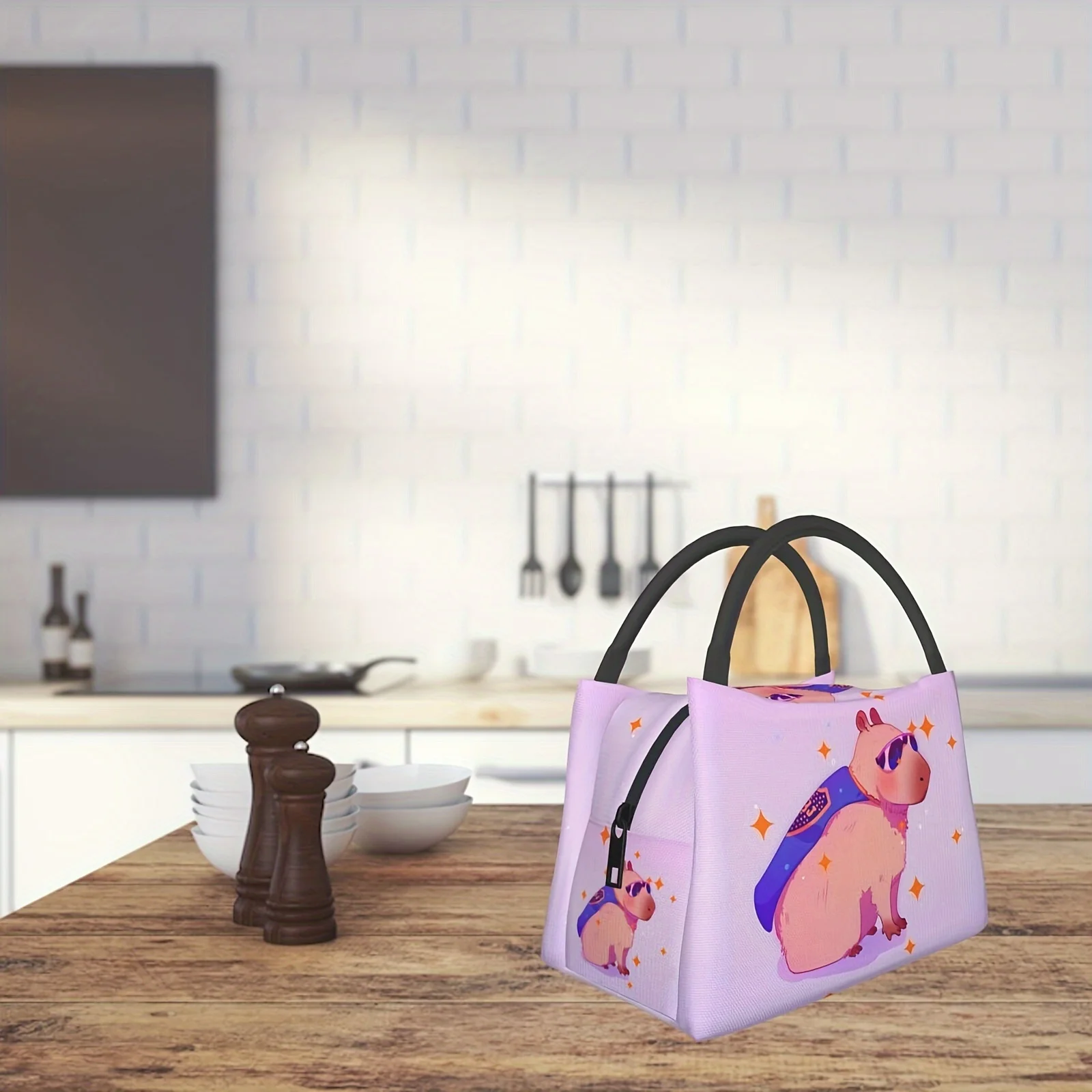 Capybara Cooler Bag Insulated Lunch Tote Durable Polyester Oxford Outdoor Picnic Bag
