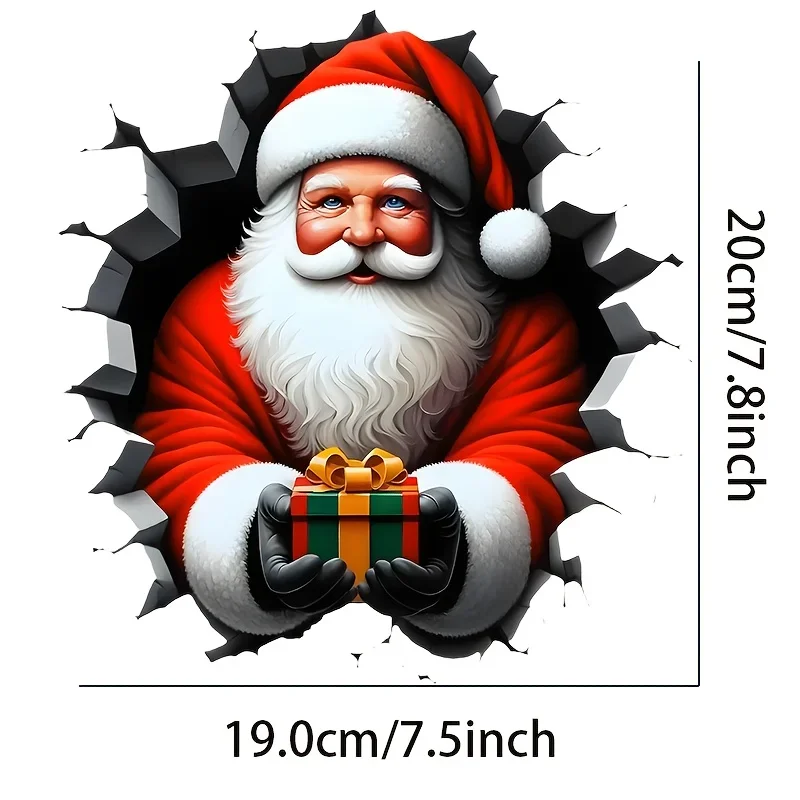 Santa Claus Christmas Sticker Waterproof Scratch Resistant Vinyl Decal for Laptop Fridge Luggage Motorcycle Smooth Surface Decor
