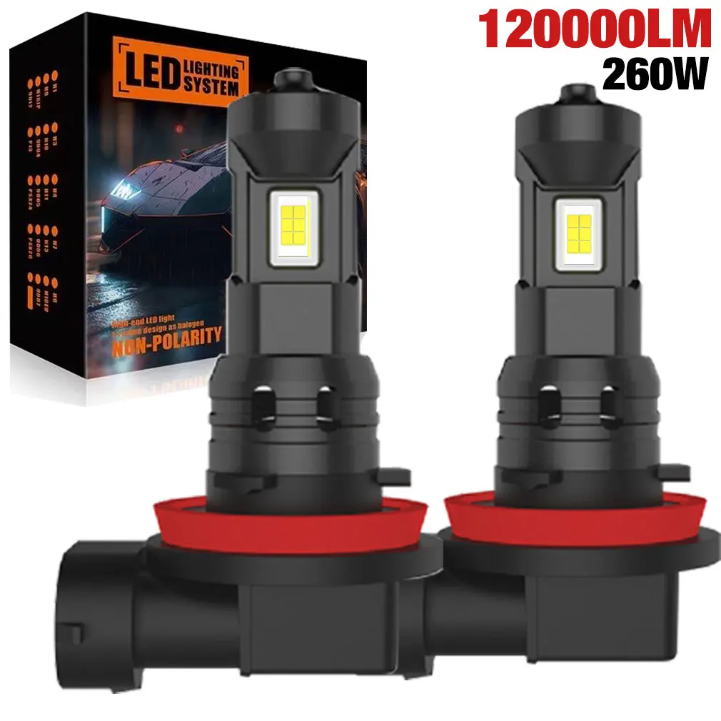 120000LM H11 LED Bulb Headlight H8 H9 H16JP 9005 HB3 9006 HB4 9012 HIR2 Canbus Mini 260W CSP for Car Headlamp 6500K White 12V