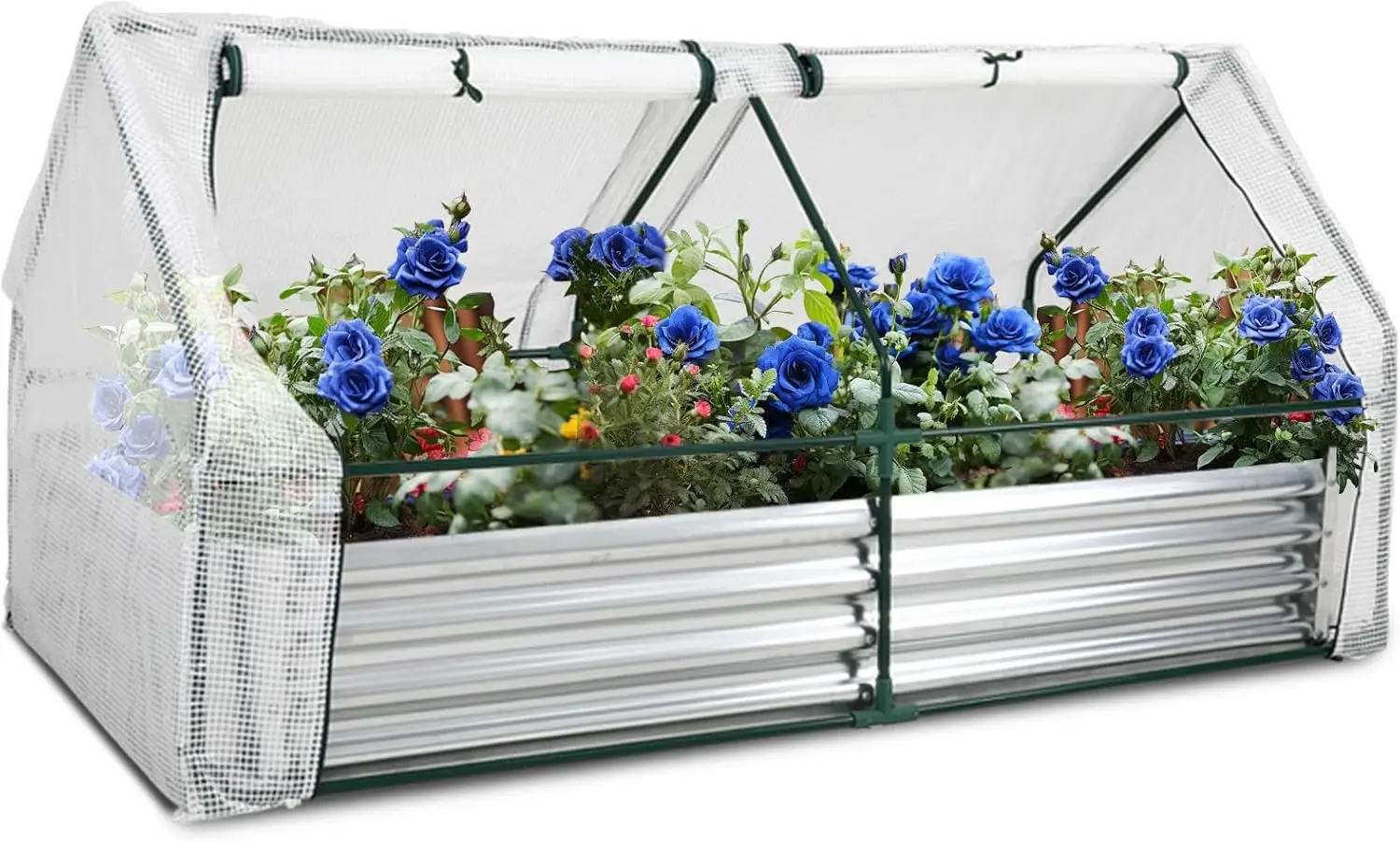 6x3x3ft Galvanized Raised Bed with Cover Protecting Plant from Cold Frost & Birds & Insects, Box Kit for Fruit, Vegetable