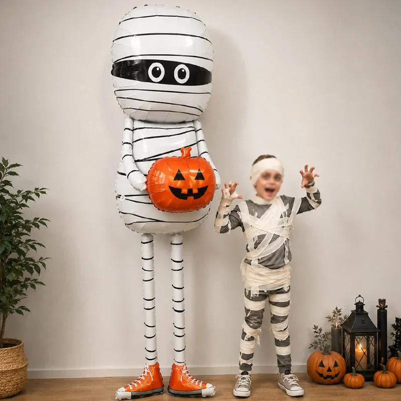 2m Riesiger Niedlicher Mumien-Folienballon 4D Halloween-Party-Deko Cartoon-Folienballon Gruselige Geburtstags- und Halloween-Party-Artikel