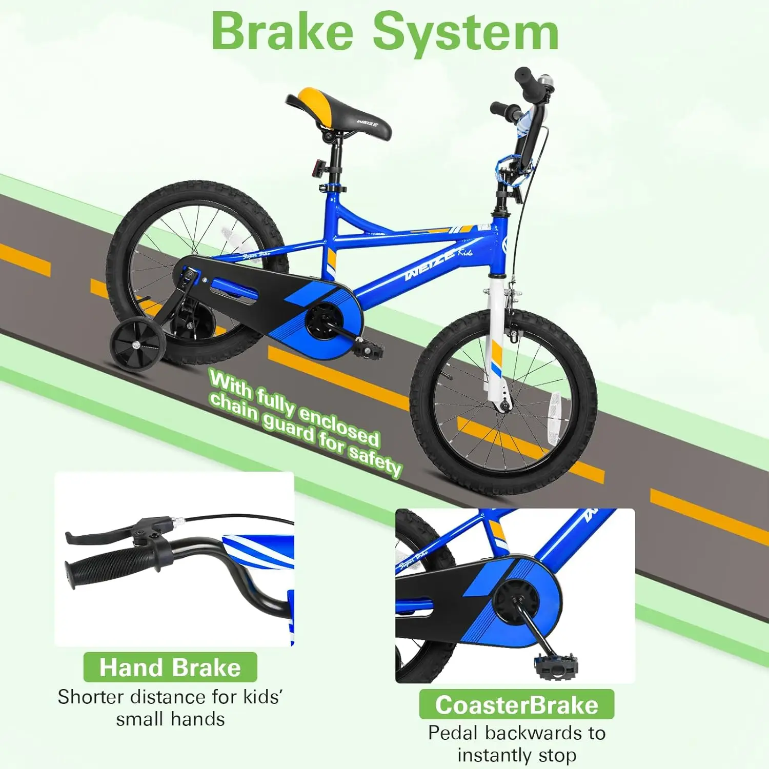 Vélo pour enfants de 16 pouces, bicyclette pour garçons et filles âgés de 3 à 12 ans, recommandé par le cavalier de 38 à 60 pouces, frein sous-verre, plusieurs