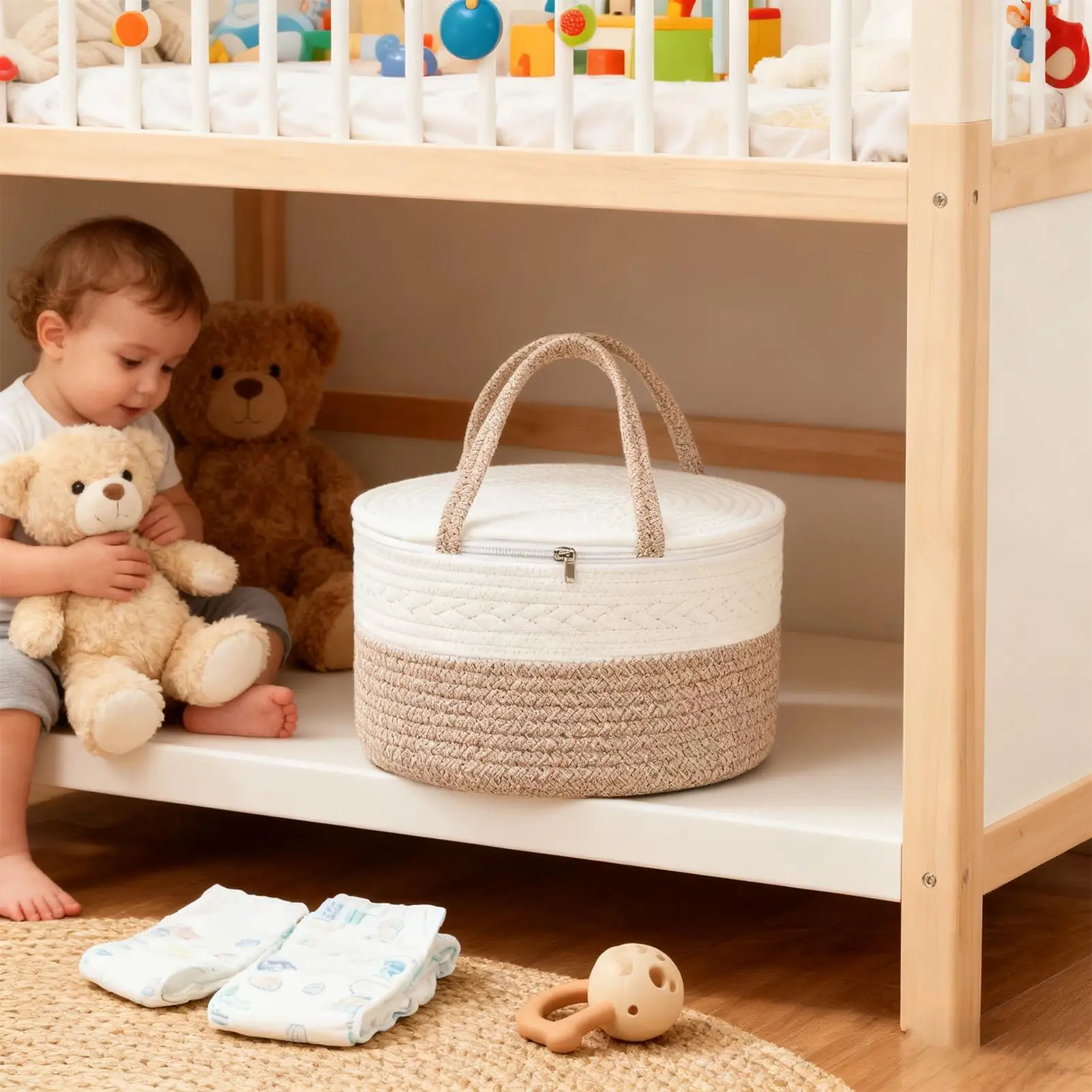 منظم حفاضات الطفل سعة كبيرة حقيبة محمولة حقيبة حفاضات الطفل مسح حامل للسفر في الهواء الطلق سيارة الحمام السرير نزهة