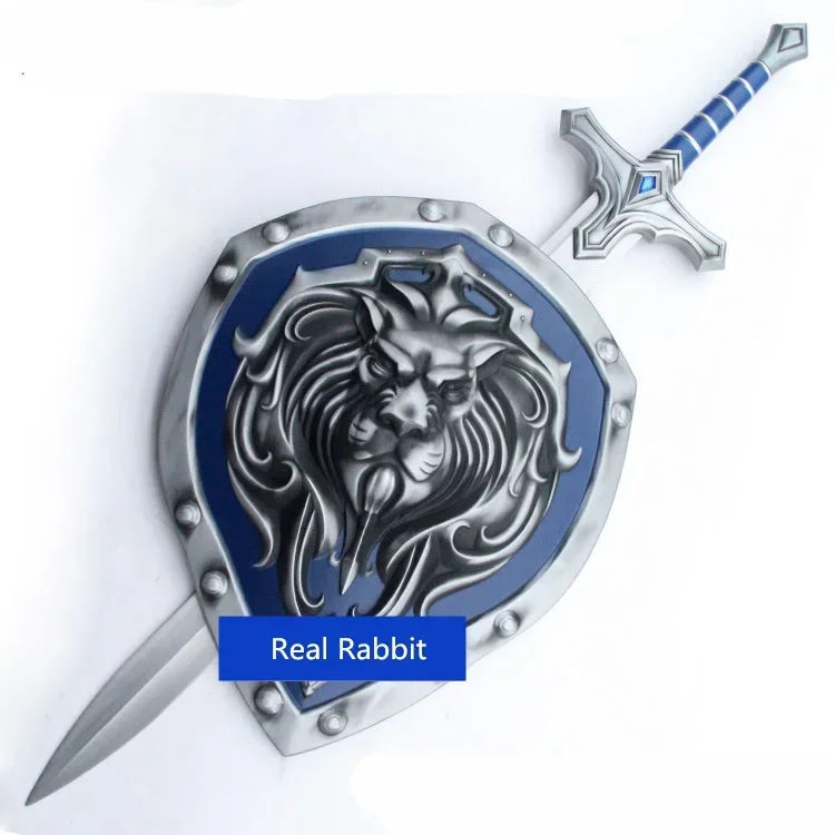 Metal made 1:1 Scale 108cm WOW Stormwind soldier weapons Lion Shield and sword model Costume party Cosplay show props