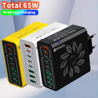 Muti 8 Port USB C Charger Fast Quick High Speed Charging Type C PD Wall Phone Adapter for IPhone 16 Xiaomi Samsung EU/US/KR Plug