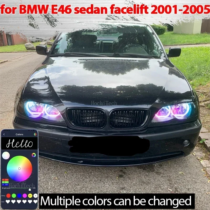 

For BMW 3 Series E46 Sedan Facelift 2001-2005 Halogen Headlight App control with turn signal Dynamic LED Angel Eyes Ring Lamp