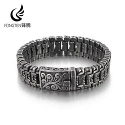 Fongten Rotre Totem Bracelets For Men Stainless Steel Wristband Charm Men Bracelet Bangles Hip Hop Gold Color Jewelry Wholesale
