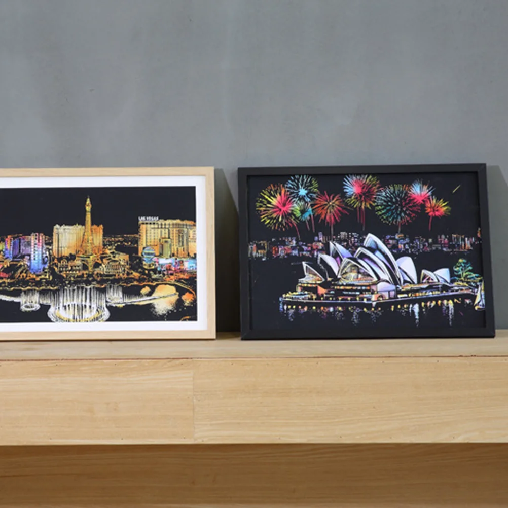 

1Pcs Scratch Painting Picture Frame Creative Vintage Photo Holder Decorative Board Frame for Home Office Decoration