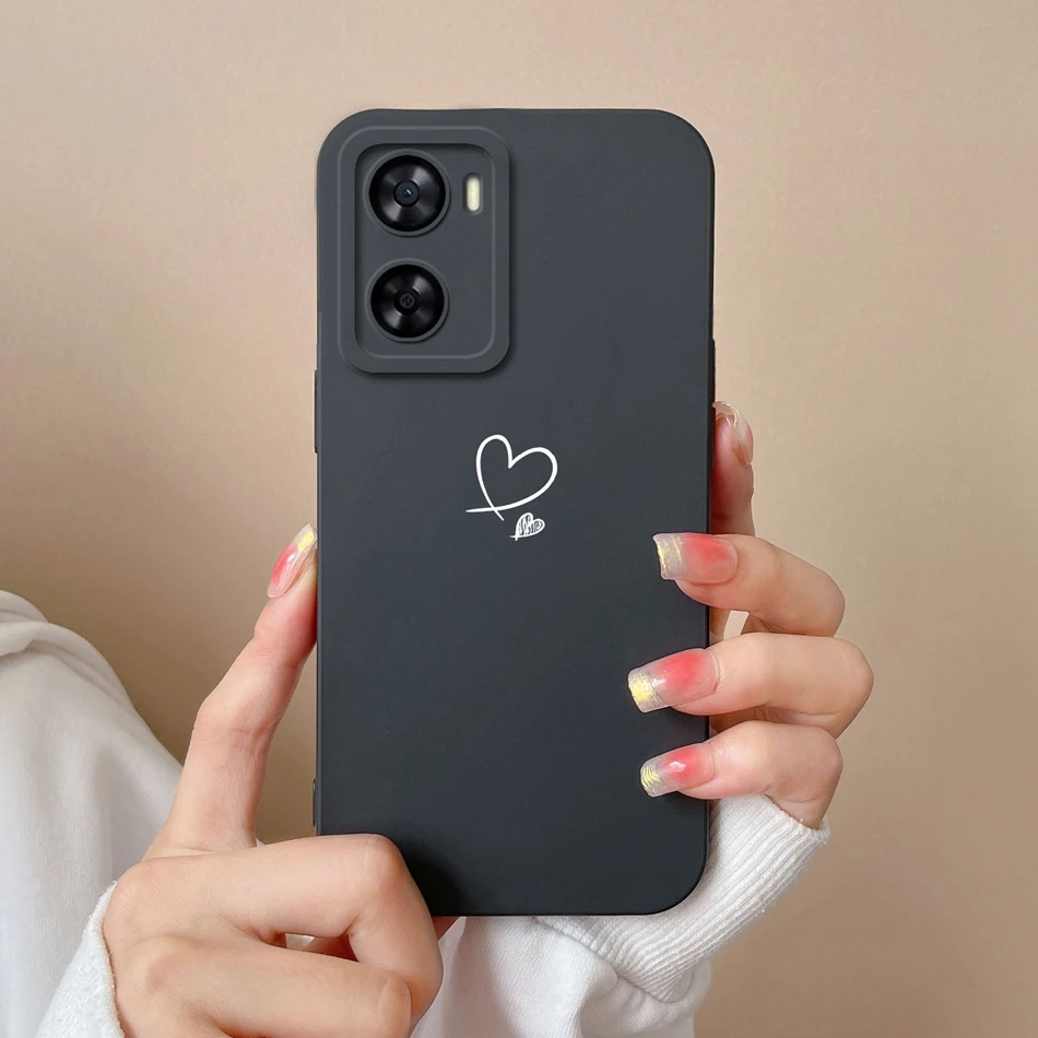 For Oppo A57 A57S A57E Phone Case For Oppo A 57 4G 5G Funda Love Heart Camera Protection Liquid Silicone Anti Drop Back Covers