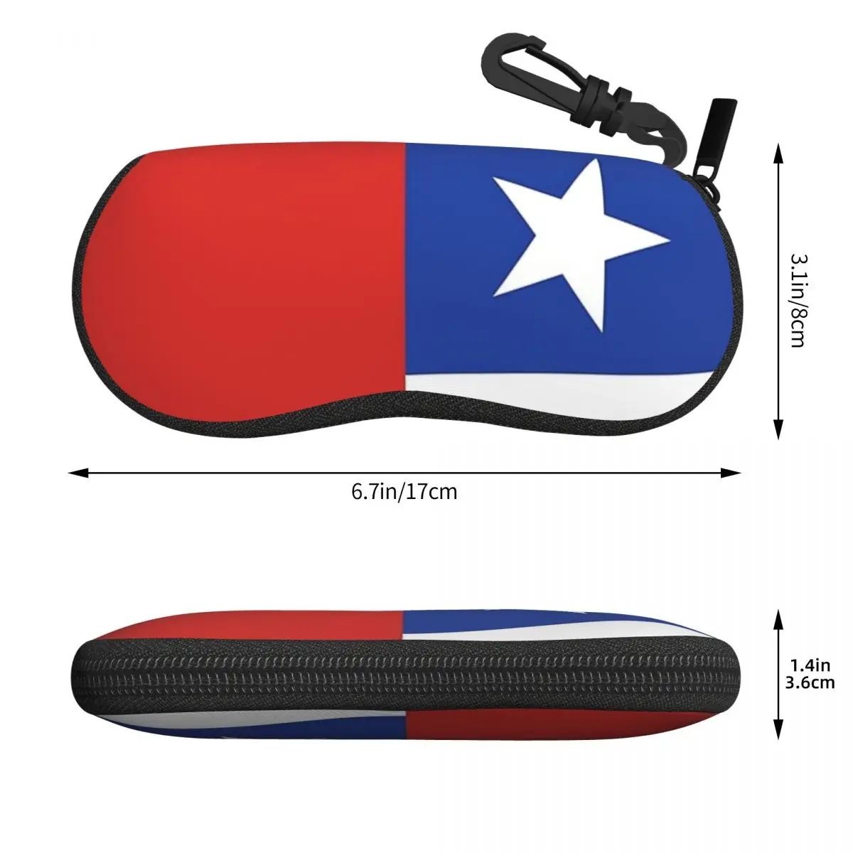チリ国旗バナーシェルメガネケースプロテクターサングラスボックス女性男性ソフト眼鏡バッグポーチ