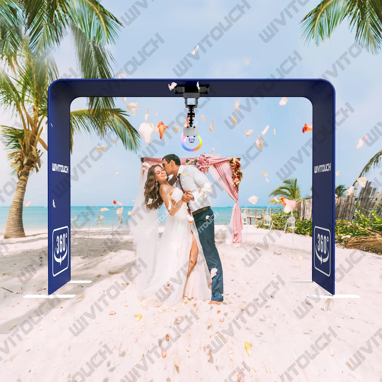 Overhead 360 Photo Booth Selfie Photobooth Machine Kiosk 360 Overhead Top Spinner Wedding Video Booth With Ring Light