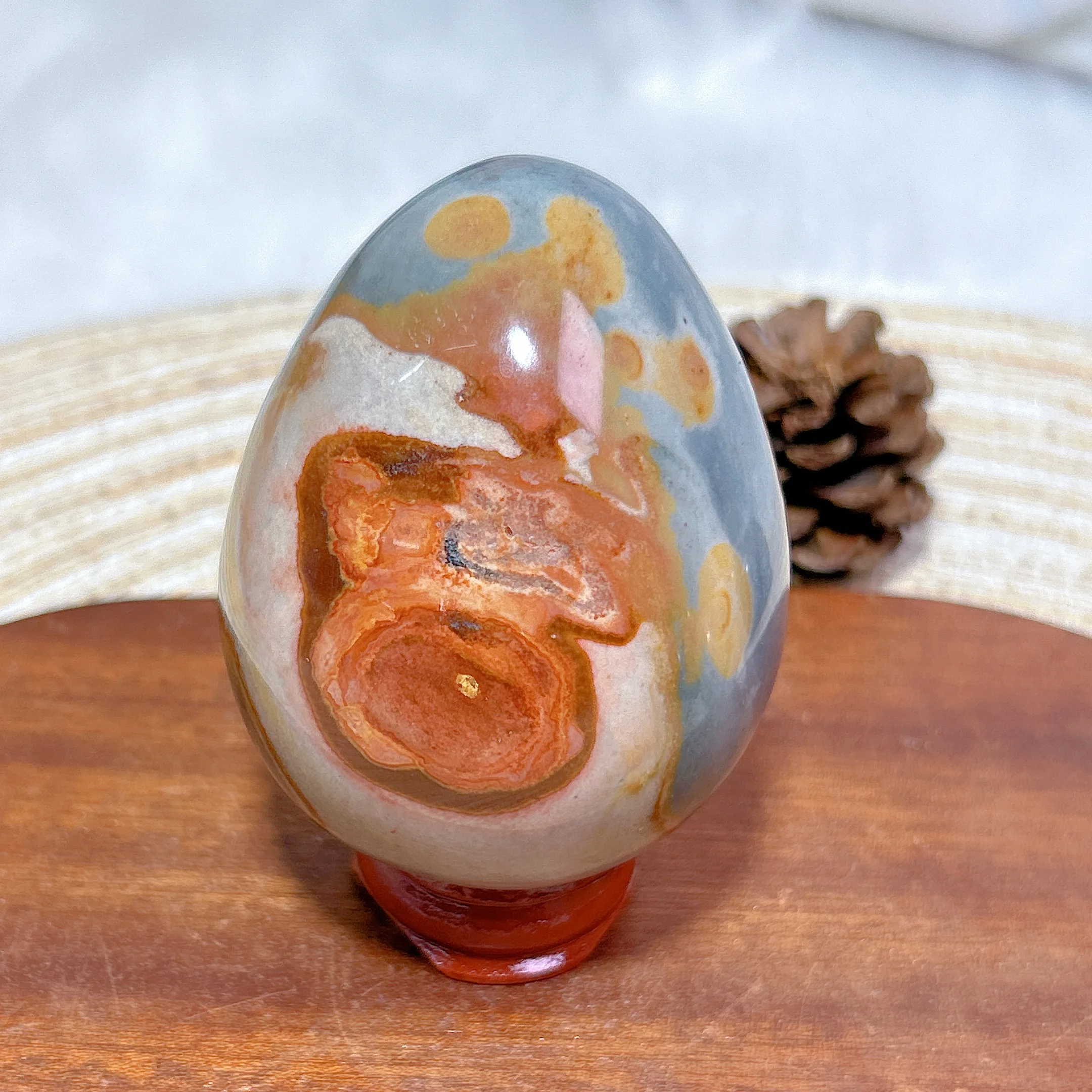 

Healing Natural Crystals Polychrome Jasper Egg Gemstones Polished Energy Ornament High Quality Home Decorations Room Decro Gift