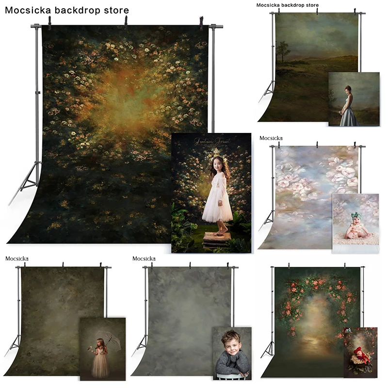 Retro Abstract Photo Background Oil Painting Flower Texture Baby Newborn Backdrops For Photography Board Decor Studio Photobooth