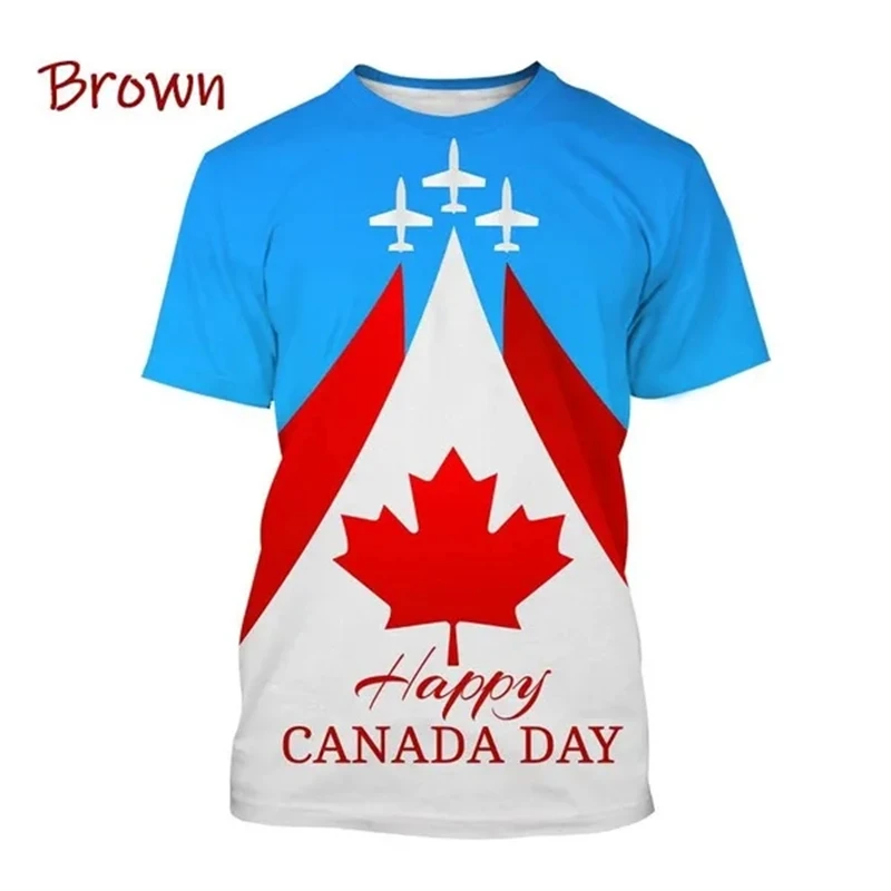 I Love Canada Flag Graphic T Shirt For Men Clothing Canadian Emblem Tee Shirts Unisex Women 3D Happy Canada Day Printing T-shirt