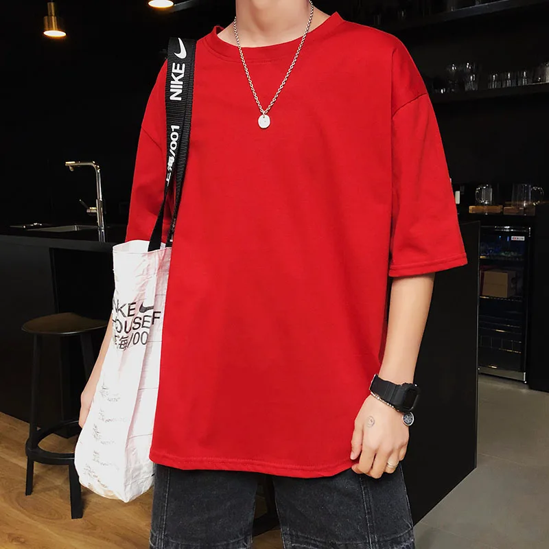 MEN'S summer short sleeve T-shirt trendy loose thin crew neck half sleeve tshirt Korean style male tee tops