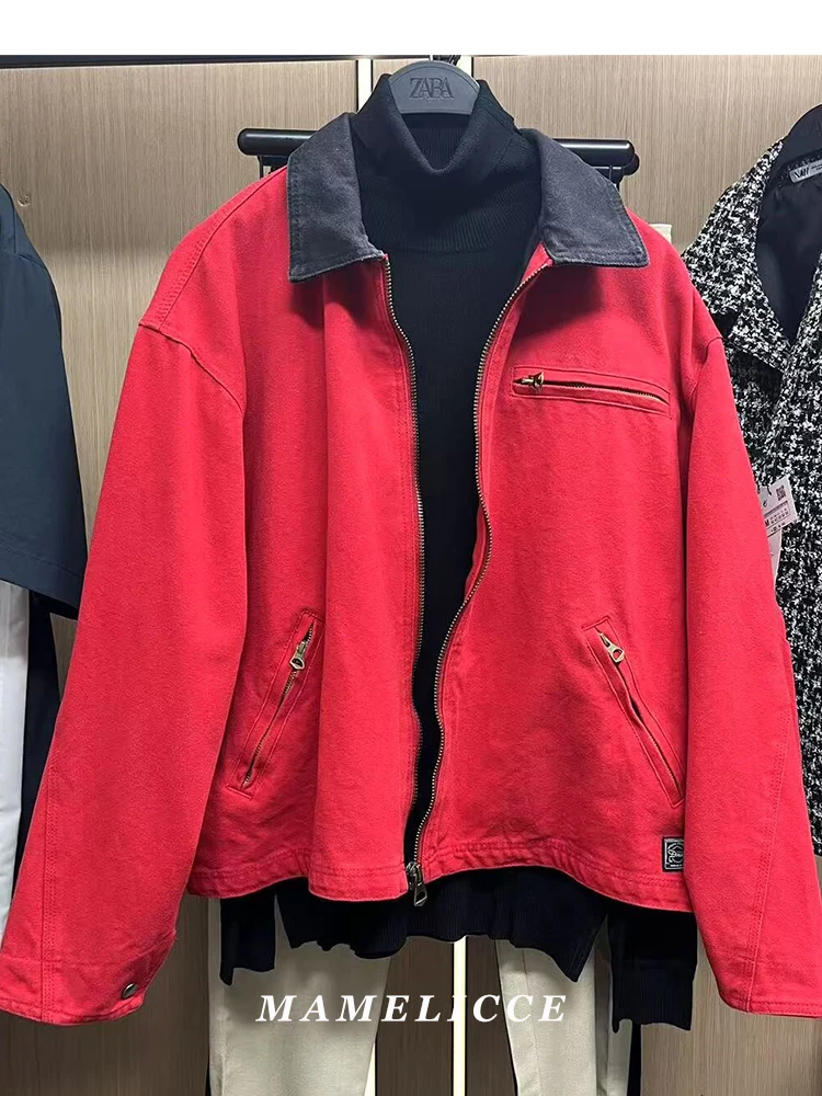MAMELICCE Original design Spring New Men's washed loose lapel jacket American vintage cargo coat Men's clothing tops