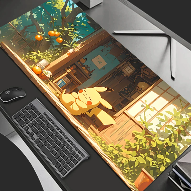 كبيرة ماوس الوسادة السجاد كمبيوتر محمول ألعاب لوحة المفاتيح حصيرة XXL P-Pokemons P-Pikachus ماوس حافة الأبيض شرابة المطاط الجدول حصيرة #1