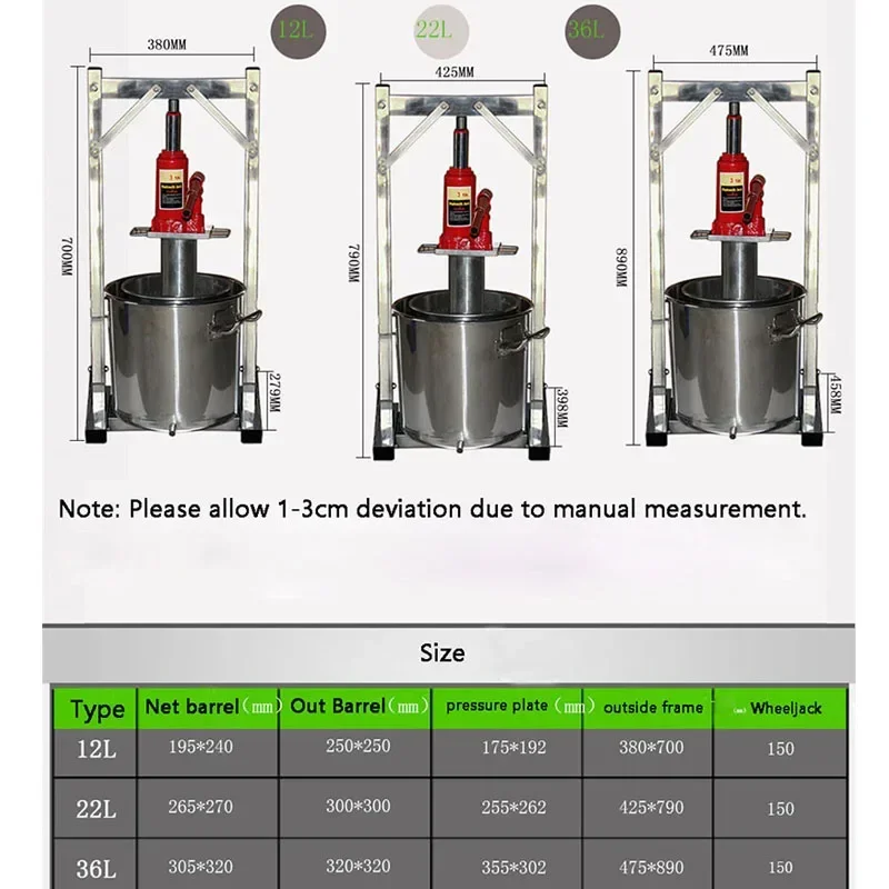 Household Manual Hydraulic Fruit Squeezer Stainless Steel Small Honey Grape Blueberry Mulberry Presser Juicer