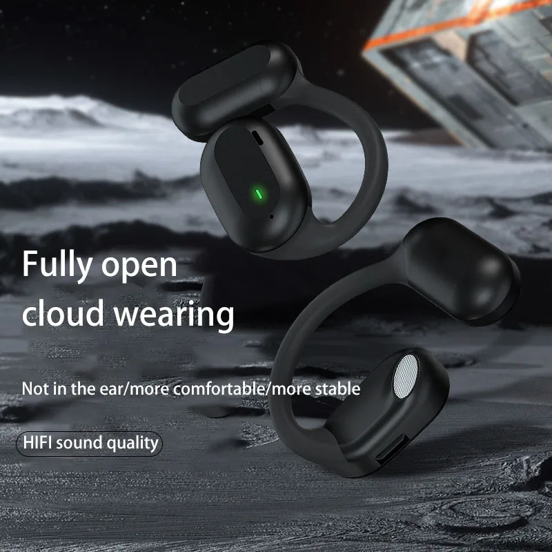 Bluetooth earphones with no in ear, ear hanging external sound, business, sports, running calls