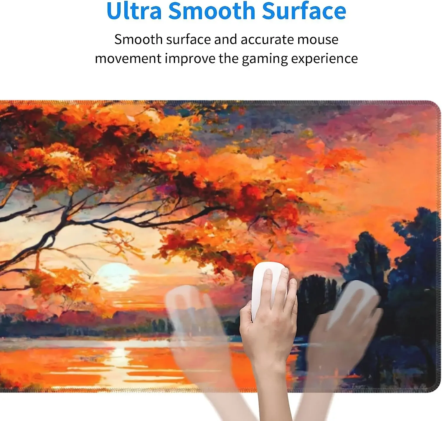لوحة ماوس كبيرة من Sunset Over Lake كبيرة XL لوحة ماوس ألعاب مقاس 31.5 × 11.8 بوصة قاعدة غير قابلة للانزلاق لألعاب الكمبيوتر المحمول
