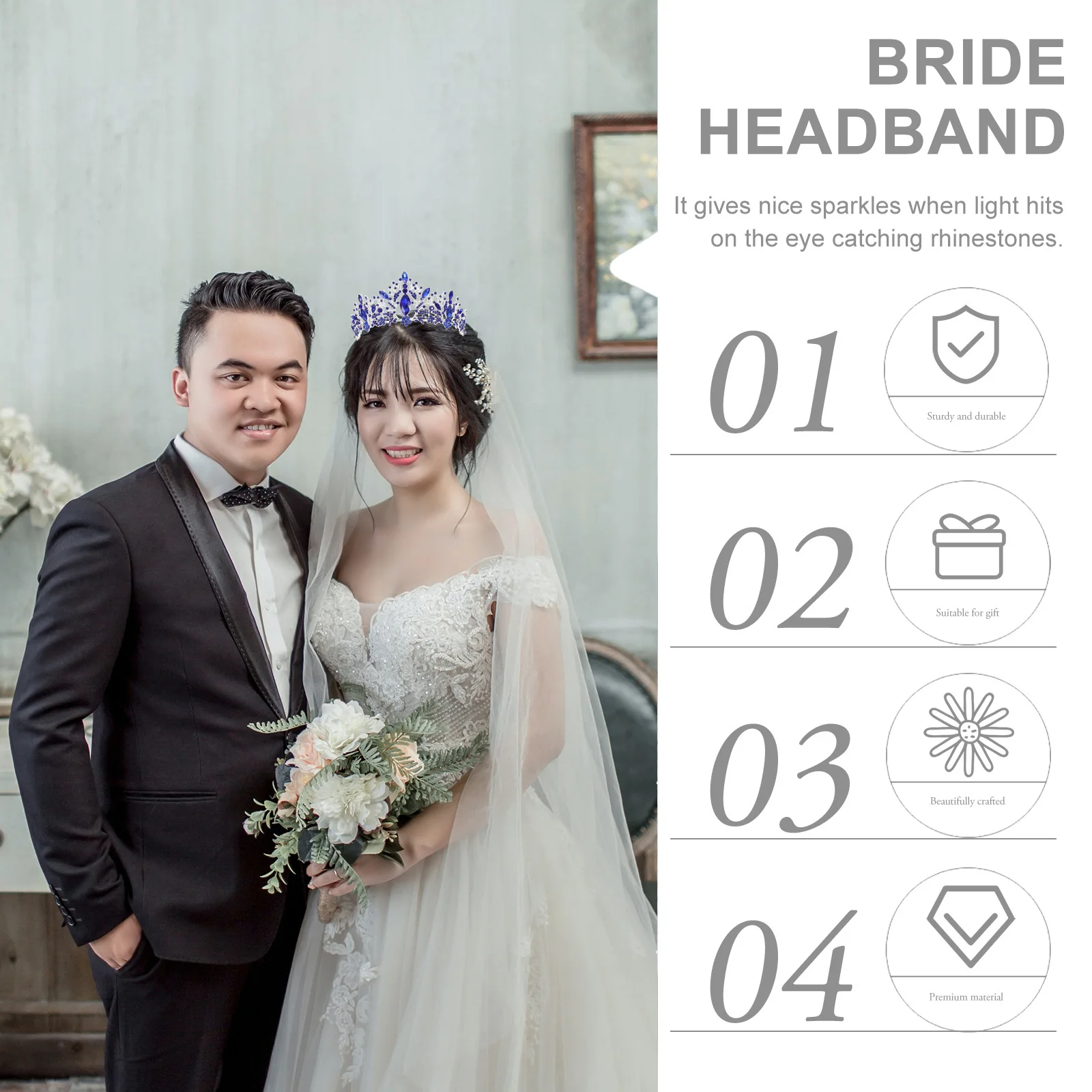 

Crown Headband Wedding Guest Jewelry Bridal Rhinestone Elegant Princess Women Accessories Hair Hoop Dinner Party Tiara Hairband