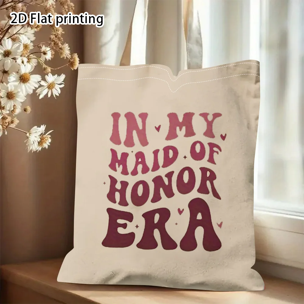 A Fun Letters pattern print canvas tote bag, suitable for daily use, shopping, school, and travel