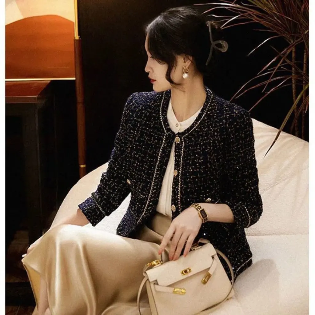 

Женская маленькая твидовая куртка Z во французском стиле с запашными лямками и круглым вырезом, универсальный весенний новый дизайн