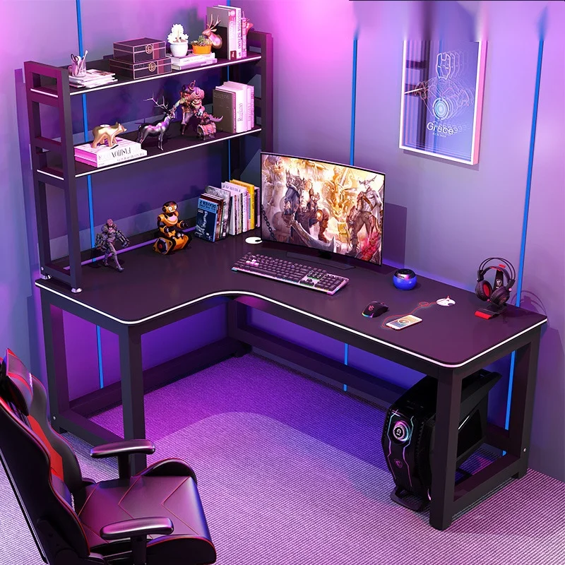 Corner Computer Desk Desktop E-Sports Table and Chair Combination Study Table Simple Home Desk Type Desk Bookshelf